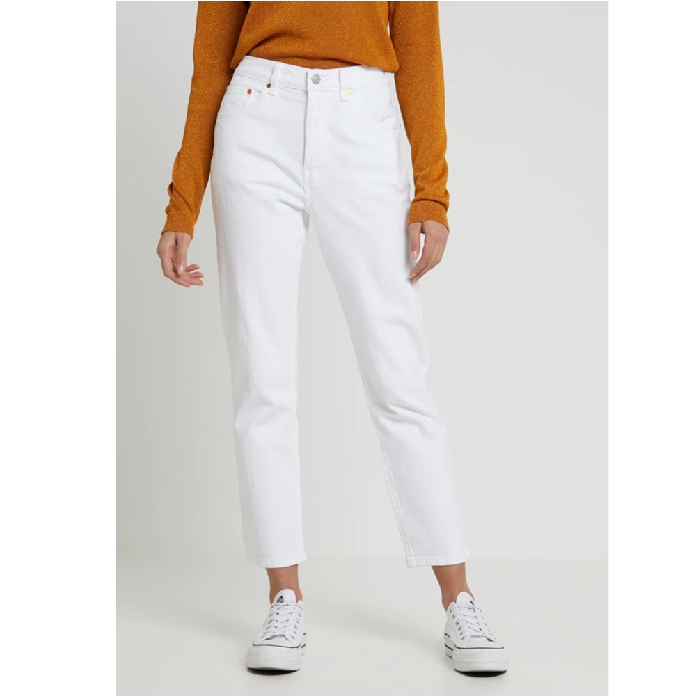 Levi's 501 Straight High Rise Crop Jeans White